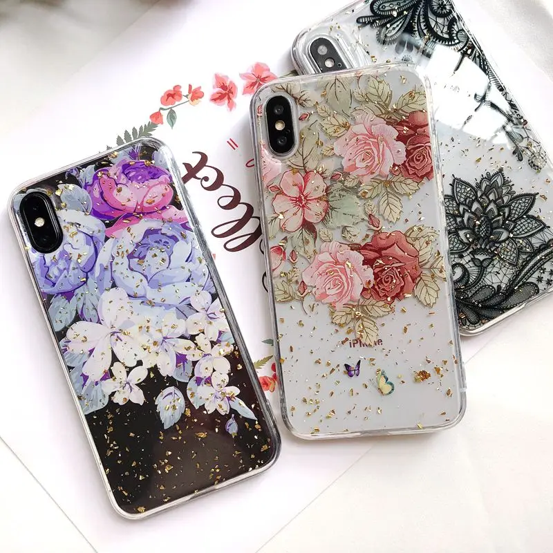 Силиконовый чехол XS для Funda iPhone XR X Цветочный Мягкий Coque 6 6s 7 8 Plus Max Capinha |