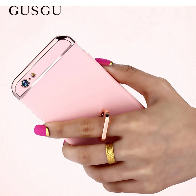 

GUSGU Fashion Phone Case For iPhone 6 Plus Back Cover With Ring Holder For iPhone 6s Plus Electroplate Case For iPhone 6 Plus