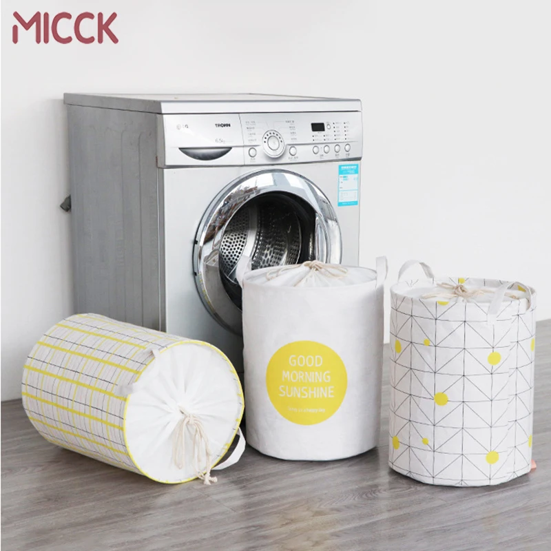 

MICCK Drawstring Laundry Basket Dirty Clothes Kids Toys Container Picnic Baskets Large Bucket Storage Barrel Organizer Basket