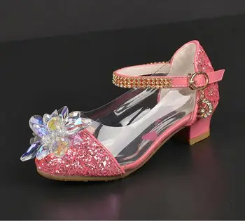 

2019 fashion Cinderella crystal bright diamond shoes girl princess single shoes girl performance high heels
