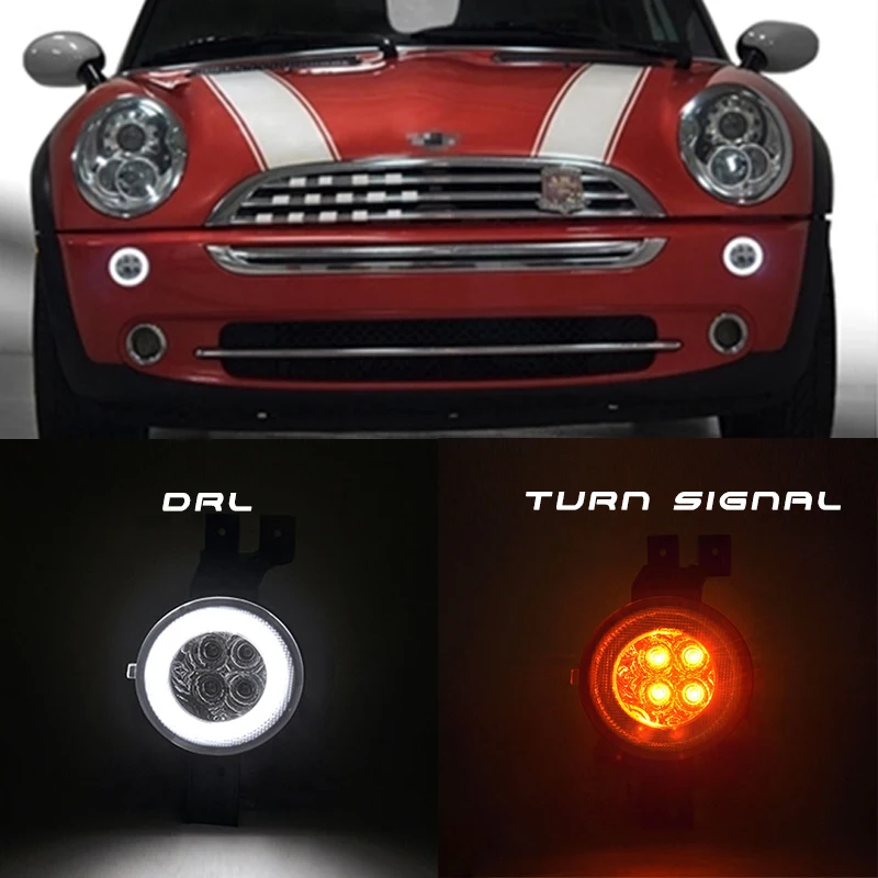 Подходит для Mini Cooper R50 R52 R53 светодиодный DRL Halo указатель поворота световой индикатор дальнего света позиционная лампа прозрачная/дымовая