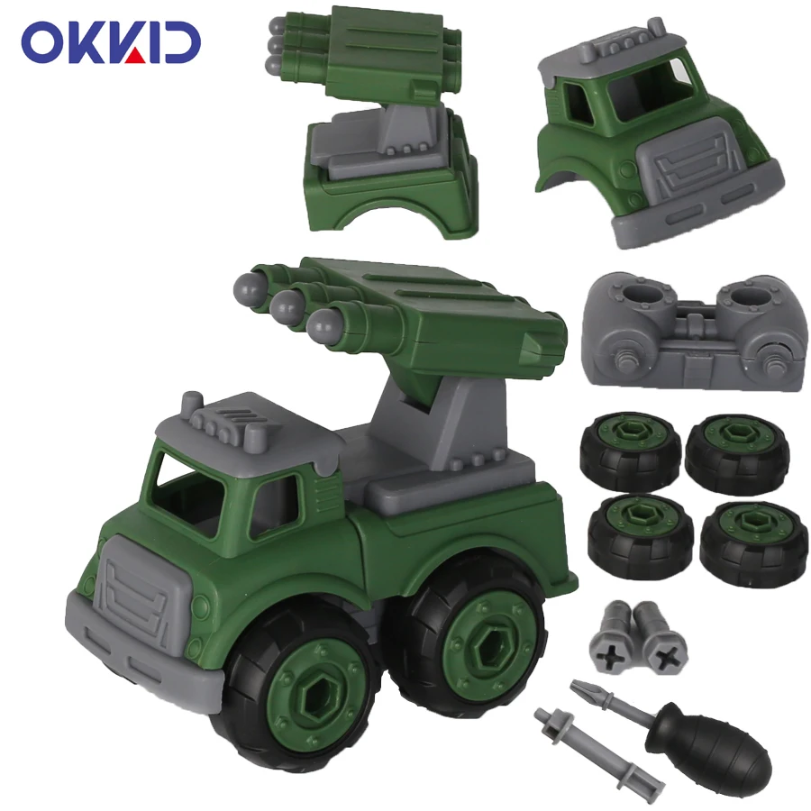 

Military Mini Genuine Car Construction Resistance Bricks Truck Brain Disassembly Assembly Vehicle Kids Toys Children Boys