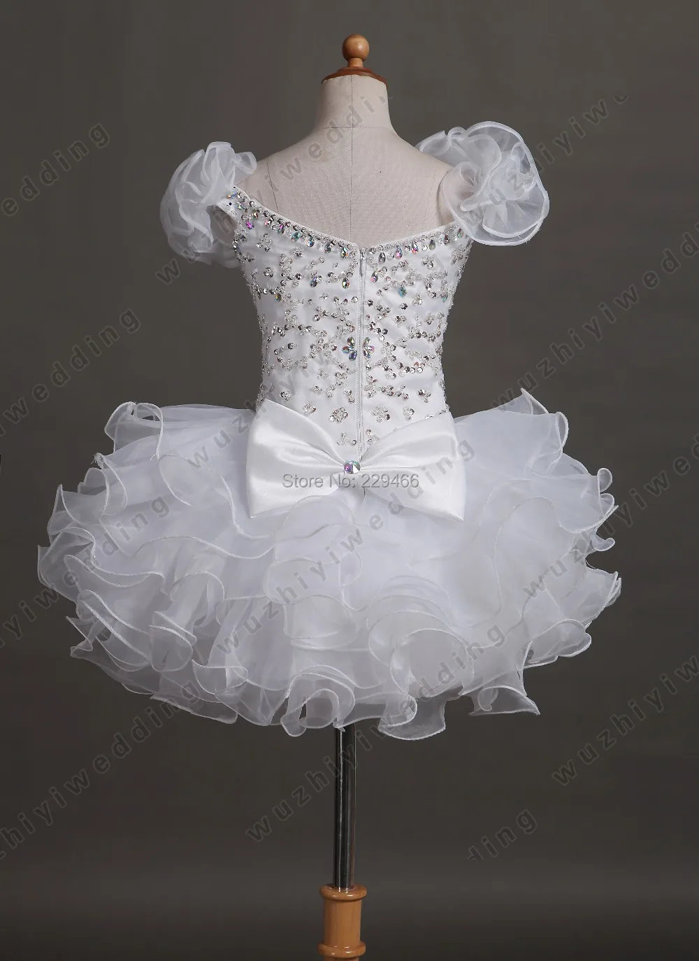

wuzhiyi 2018 White Crystal Beading Puffy Cute kids princess Dresses for Weddings girls pageant dresses Quality flower Girls