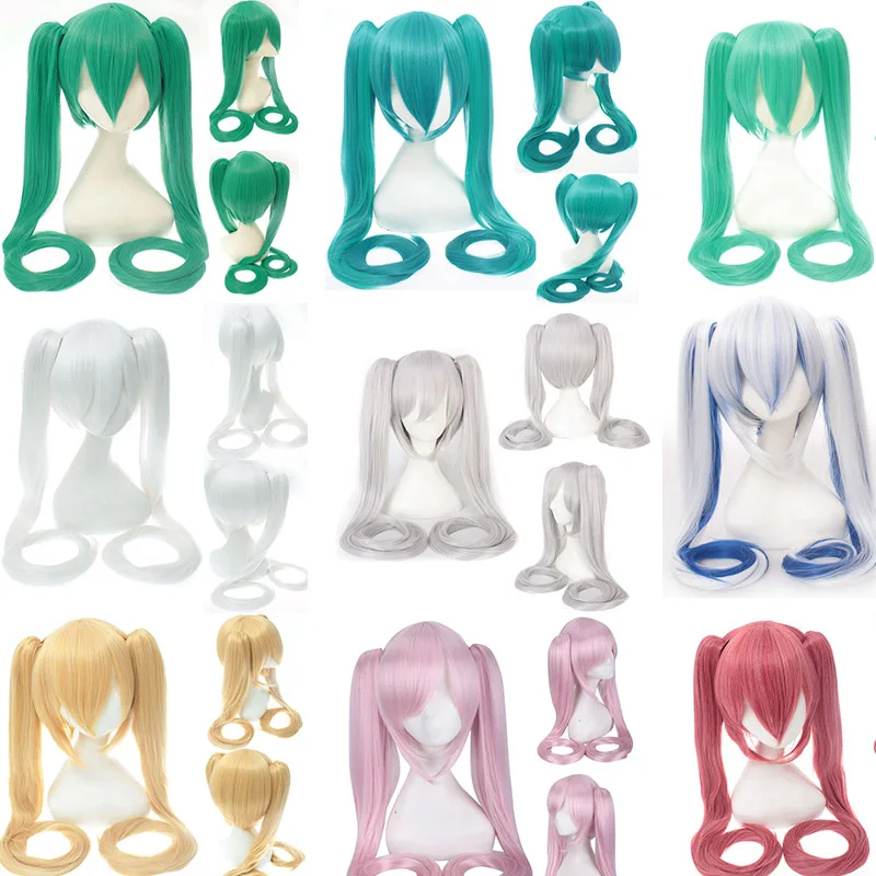 

Anime Vocaloid Hatsune Miku Synthetic Wig Ponytails Black Rock Shooter Senbon Zakura Cosplay Wig Long Hair Silver Wigs + wig cap