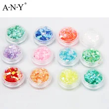 Any12 Цвета/комплект Дизайн ногтей акрил 3D Ромб Блеск Форма Блёстки Косметическая пудра акрил шестигранной Sparkly Дизайн инструмент украшения