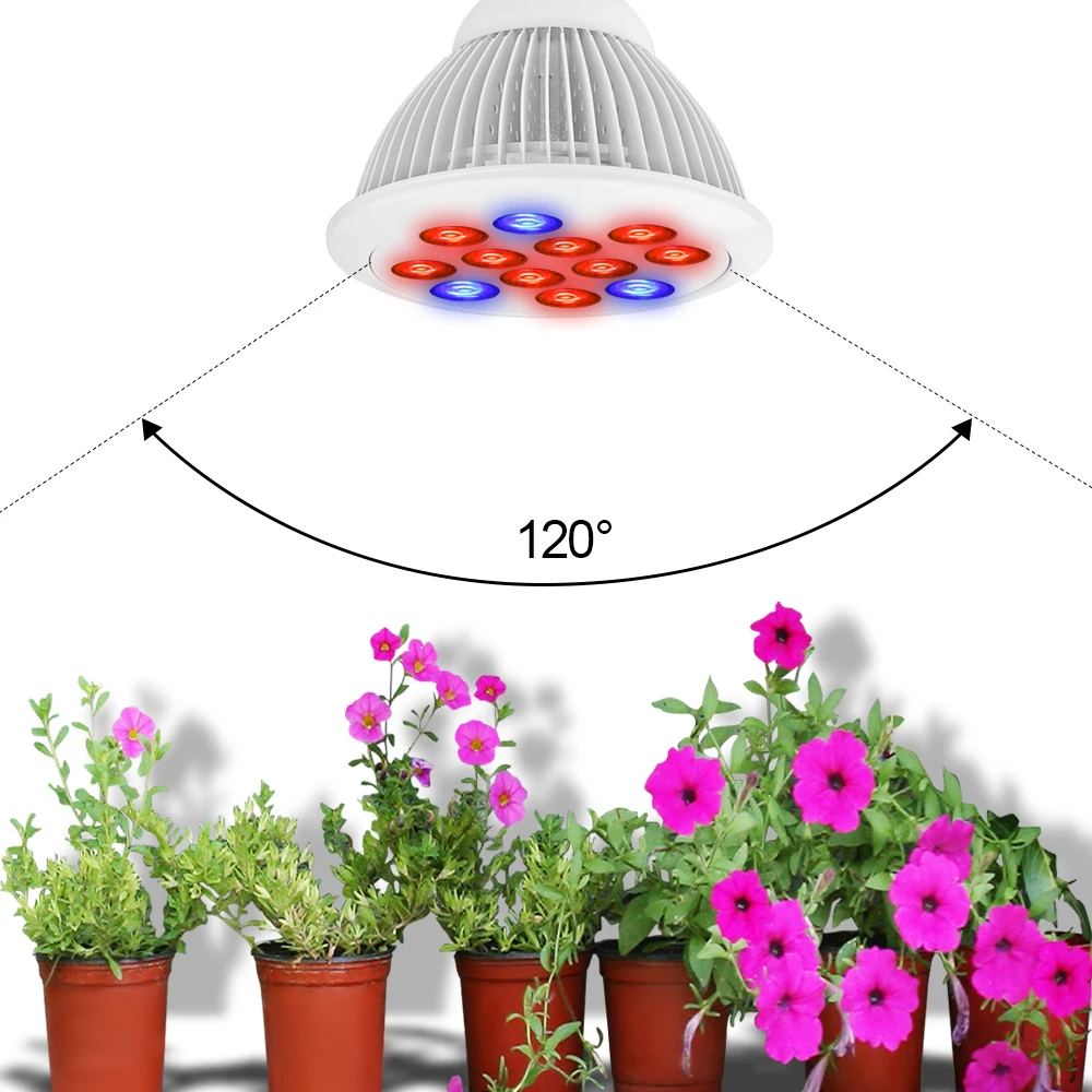 E27 12W LED Grow Light Bulb 12 LEDs Hydroponic Plant ...