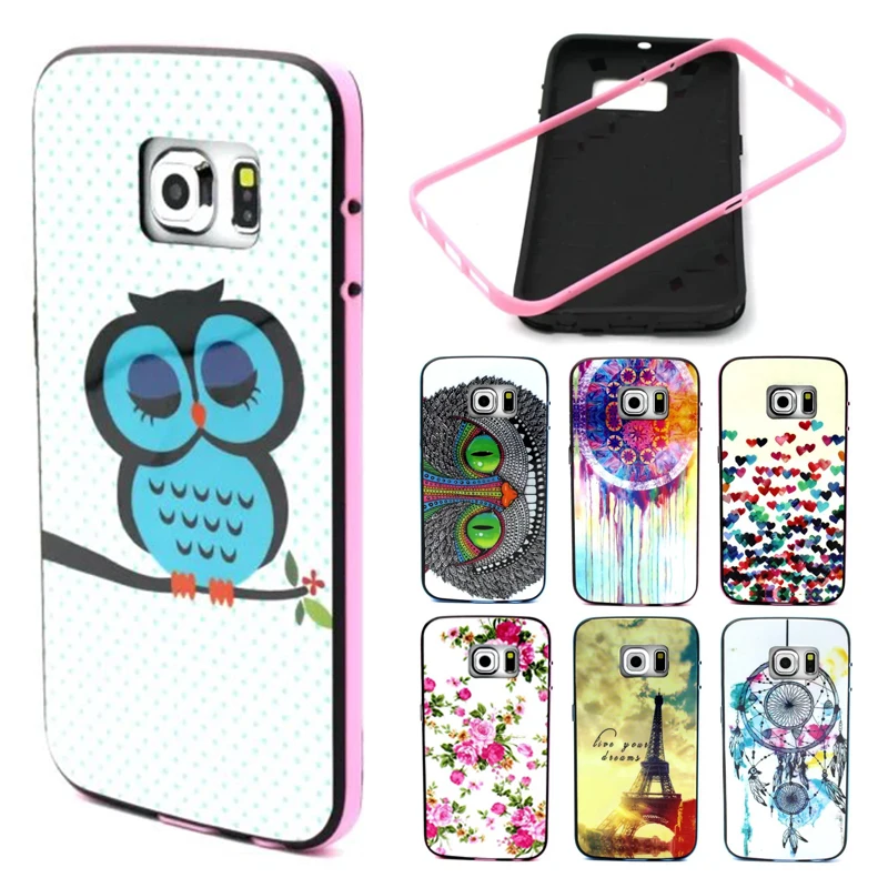 For Coque Samsung Galaxy S6 Edge Case Silicon + Plastic Frame Cover Cute Owl Phone Accessories |