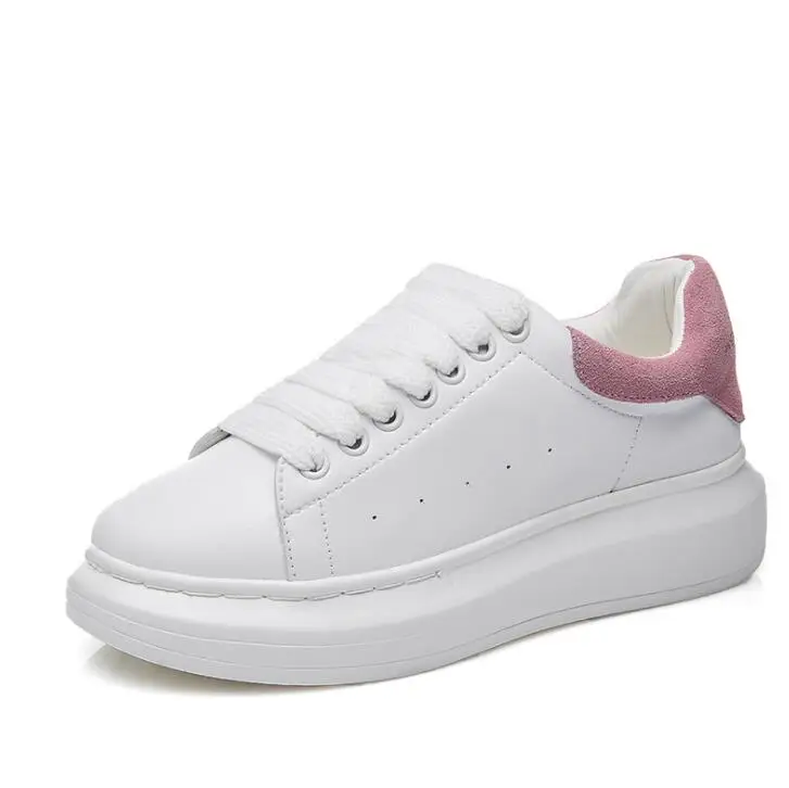 XDA/Новинка года; модные демисезонные туфли из натуральной кожи на плоской подошве; женская повседневная обувь белого цвета; легкие туфли на платформе со шнуровкой для отдыха - Цвет: Розовый