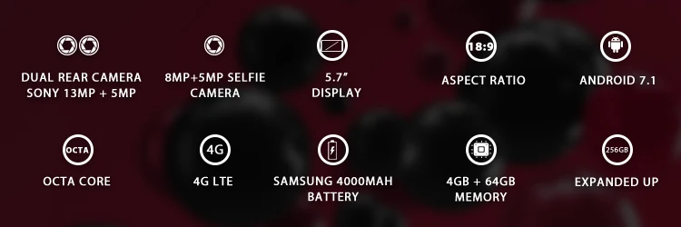 M-HORSE PURE 3 4GB RAM 64GB ROM Helio P23 MTK6763 2.0GHz Octa Core 5.7 Inch IPS Full Screen Quad Camera Android 7.1 4G LTE Smartphone