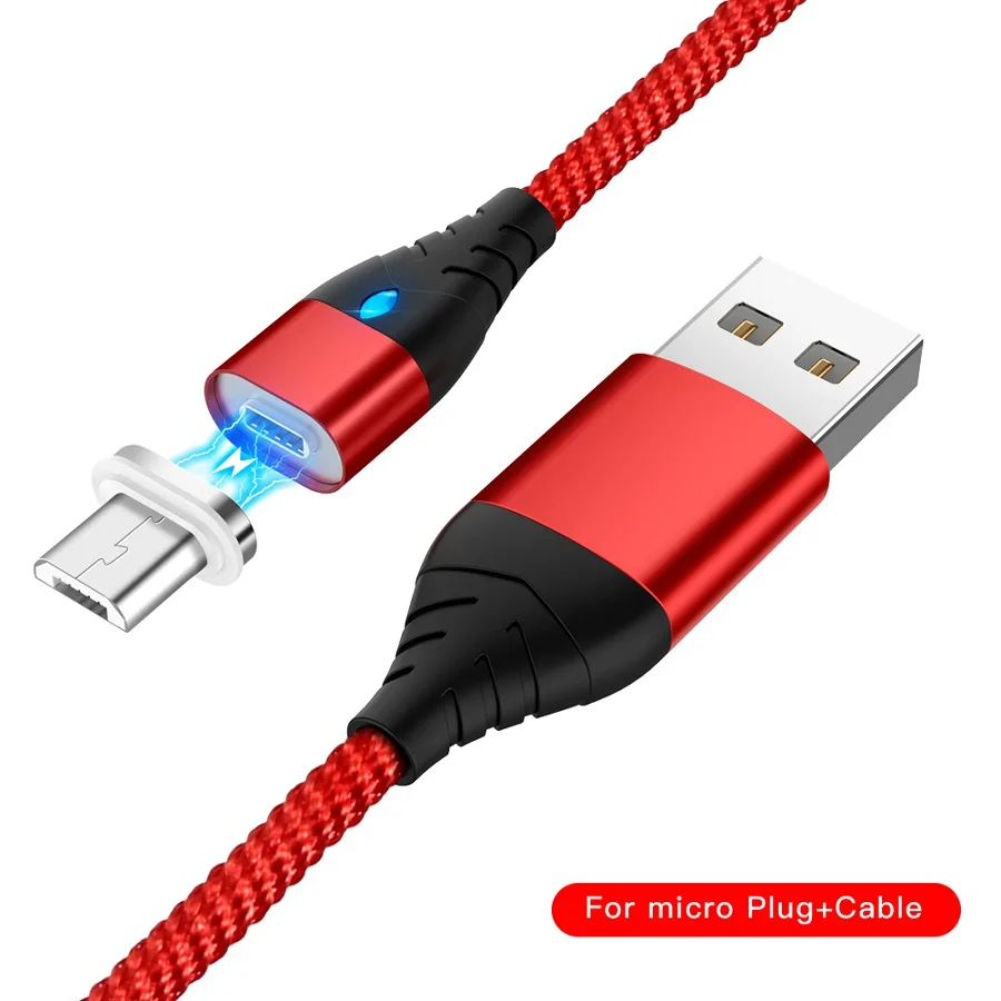 Магнитный кабель Micro usb type C для huawei P20 P30 lite USB C магнитное зарядное устройство для телефона для samsung S9 S10 Xiaomi Redmi note 7 - Цвет: Red For Micro
