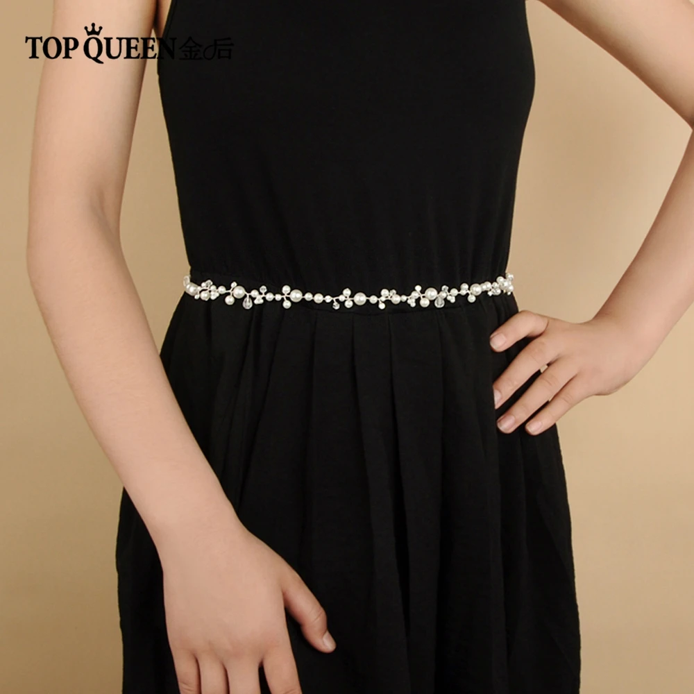 

TOPQUEEN SH03 Two colors Bridal Belt Pearls Wedding Sash Belt for evening dress Wedding Accessories Golden sliver wedding belt