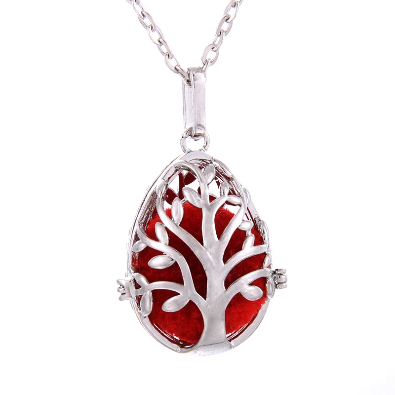 

Oval Life Tree Fragrance Cage Diffuser Necklace Lockets Pendant Perfume Essential Oil Aromatherapy Locket Necklace Pearl Cage