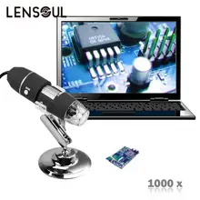 Lensoul 2MP 1000X 8LED USB портативный цифровой микроскоп Эндоскоп зум Камера+ подставка