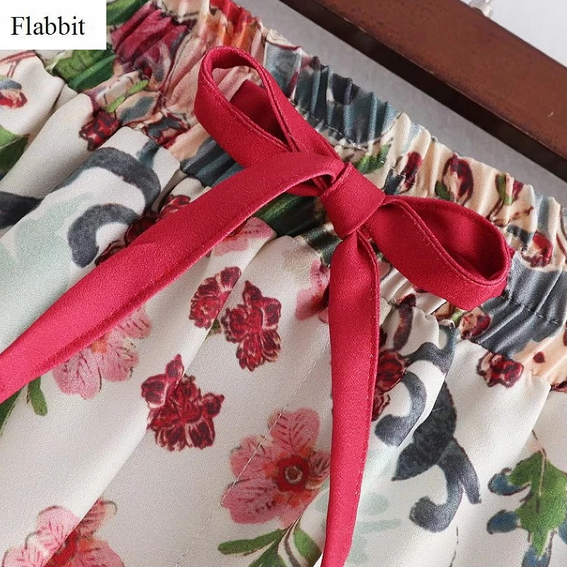 Брюки Flabbit женские с цветным цветочным принтом Свободные повседневные винтажные