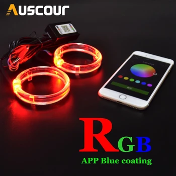 

Bluetooth APP Control RGB LED Angel Eyes 2.5 3.0 inch hid Bixenon projector lens led angel eyes shrouds kit Color changing mask