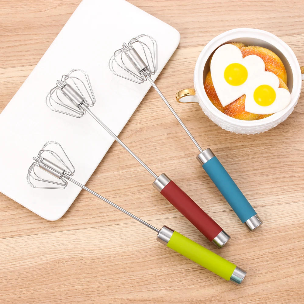 

1PC Stainless Steel Semi-automatic Egg Beater Easy Whisk Cake Blender Cream Stirrer Mixing Egg Cooking Tool Kitchen Accessories