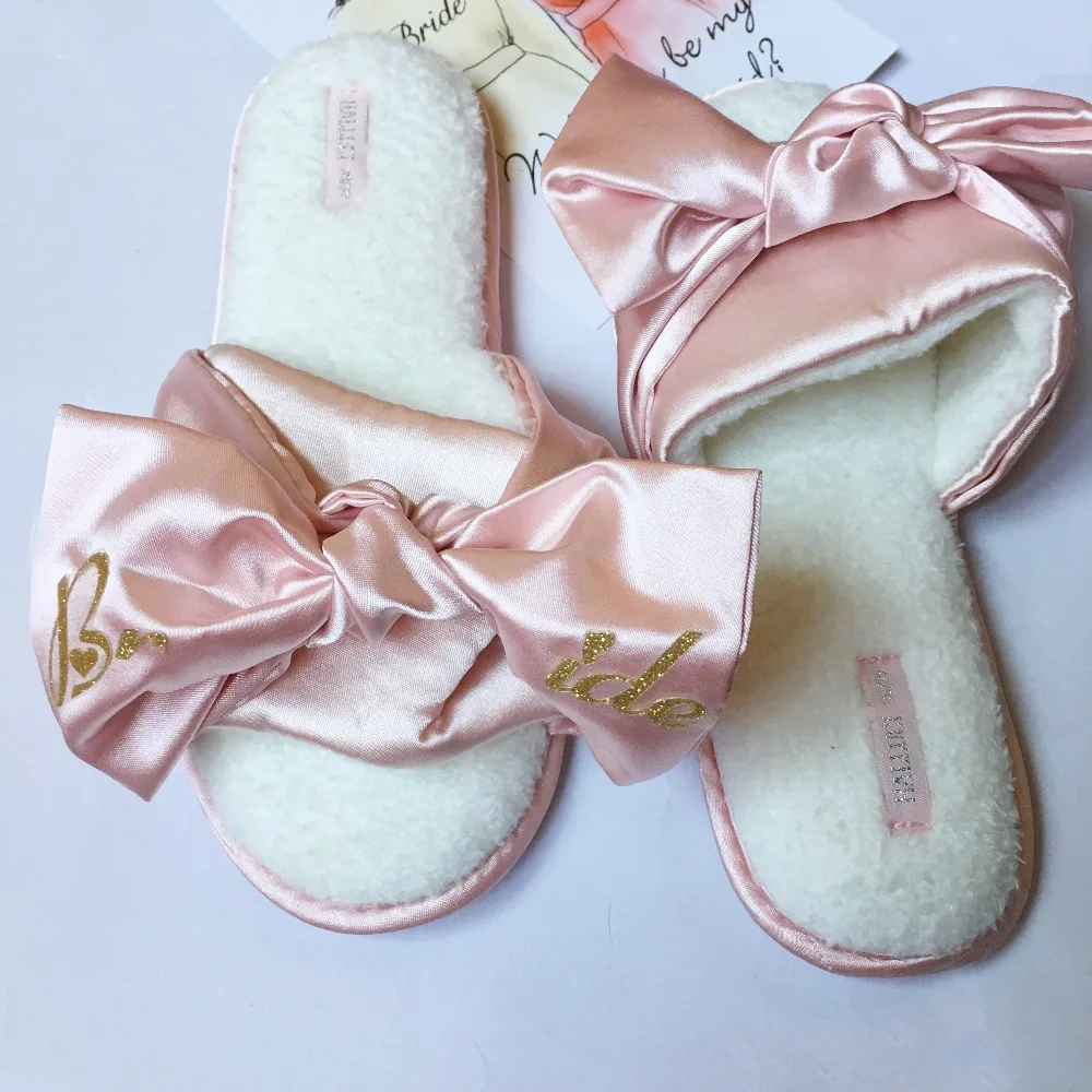 

1 pairs lot pink dark blue satin slipper wedding bridal party maid of honor gift personalized bridesmaid gifts