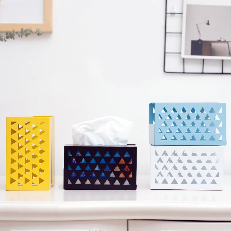 

Nordic Wrought Iron Multi-function Tissue Box For Living Room Tissue Box Fahion Creative Household Napkin Storage Box