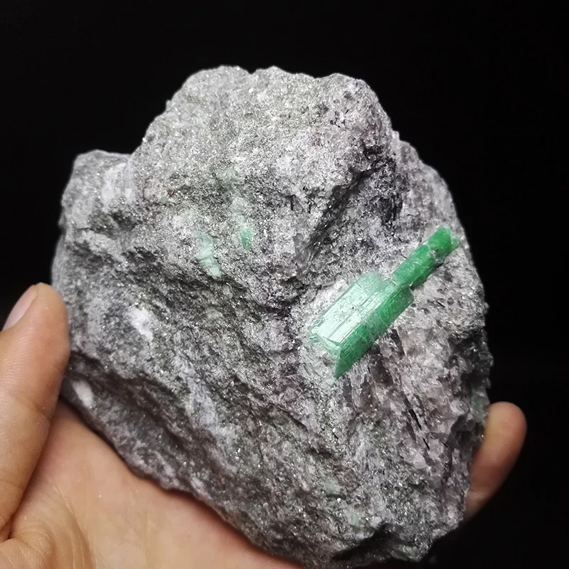 

620g NATURAL Stones and Minerals Rock Emerald green symbiosis with quartz crystal gem stone ore sample collection ZML5 53