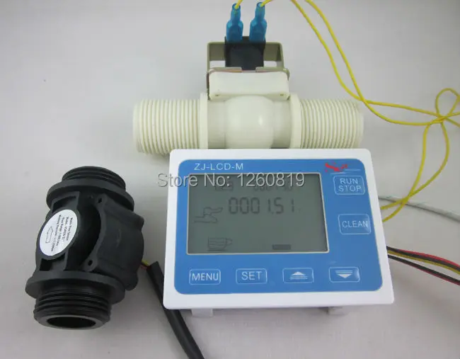 G1" Water Flow Control LCD Display+Flow Sensor Meter+Solenoid Valve