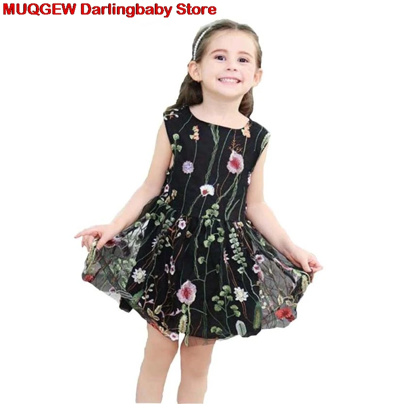 

Toddler Infant Children Girls Floral Embroidery Net Yarn Princess Tutu A-line Girl Dresses Girls Dress Summer Children Clothing