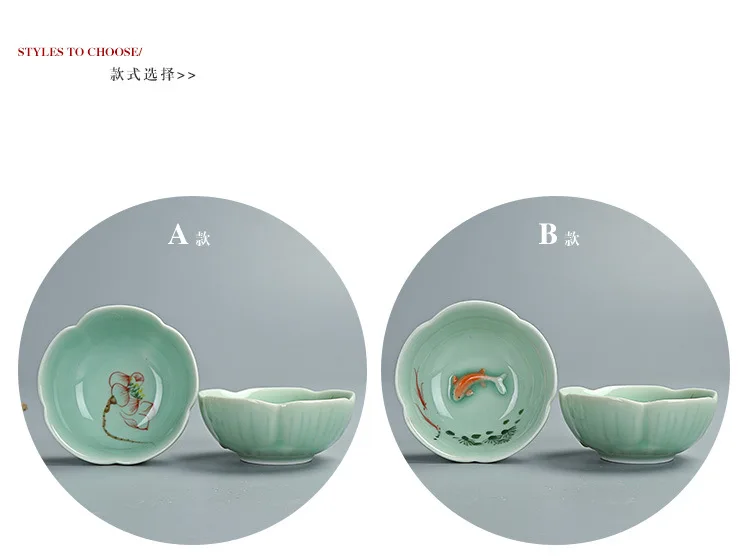 Чашки для чая керамическая, фарфоровая Ручная окрашенные чашки с тиснением Карп кунг-фу чайные образцы заводской выход