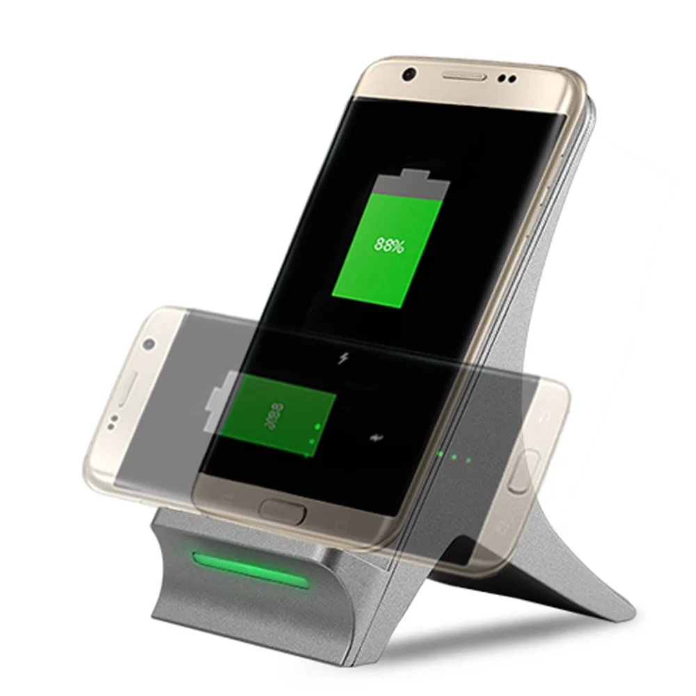 Portable 2 Coils Fast Wireless Charger Vertical Qi