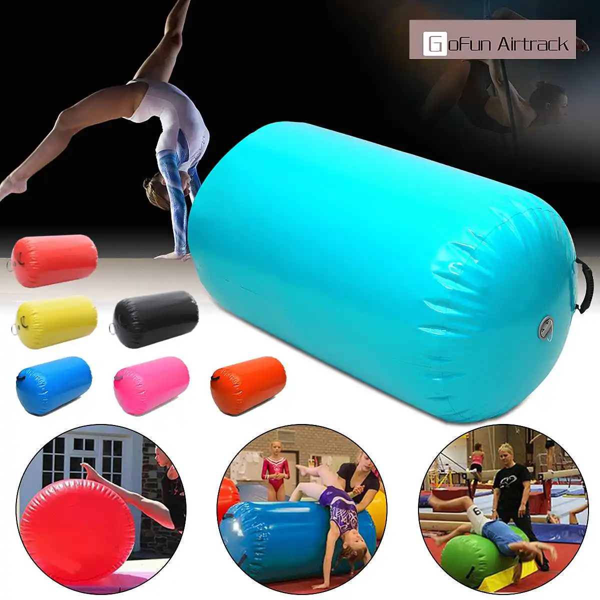 

4 Type 7 Color Inflatable Airtrack Home Roller Small Airtrack Gymnastics Mat Cylinder Gym Training