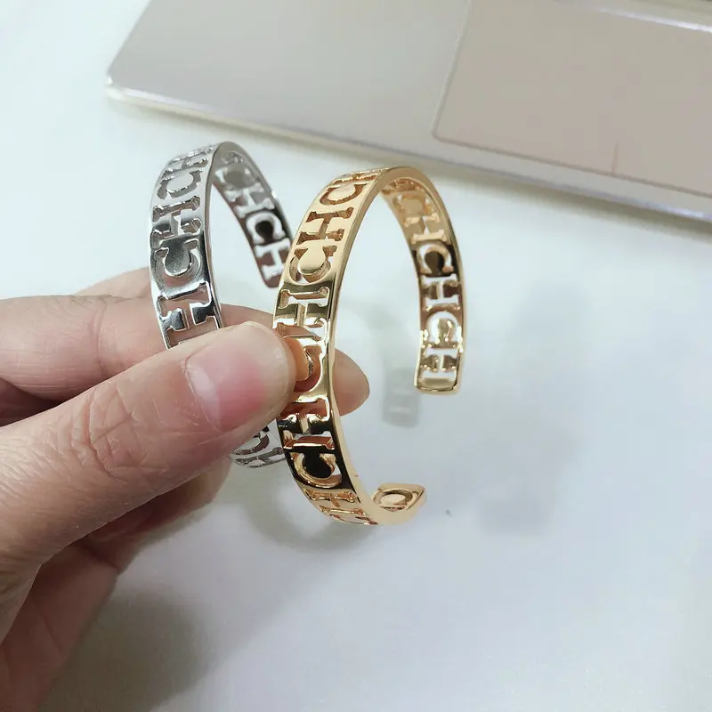 Bilincolor Модный золотой ch браслет с буквами мягкий медный открытый браслет для женщин