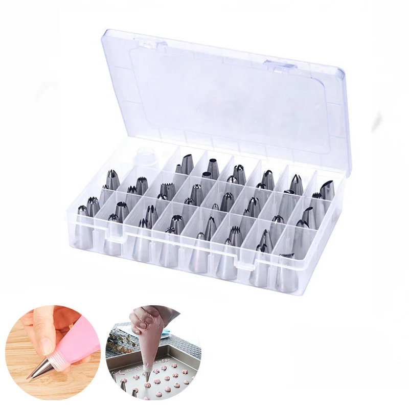 

24Pcs/Set Stainless Steel Cream Nozzles Cake Cookies Chocolate Pastry Tips Nozzles Practical Cake Baking Decoration Tools