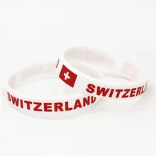 1 шт. Швейцария Силиконовый браслет с флагом белого Футбол спортивный сувенир браслеты из силиконовой резины браслеты подарки SH241