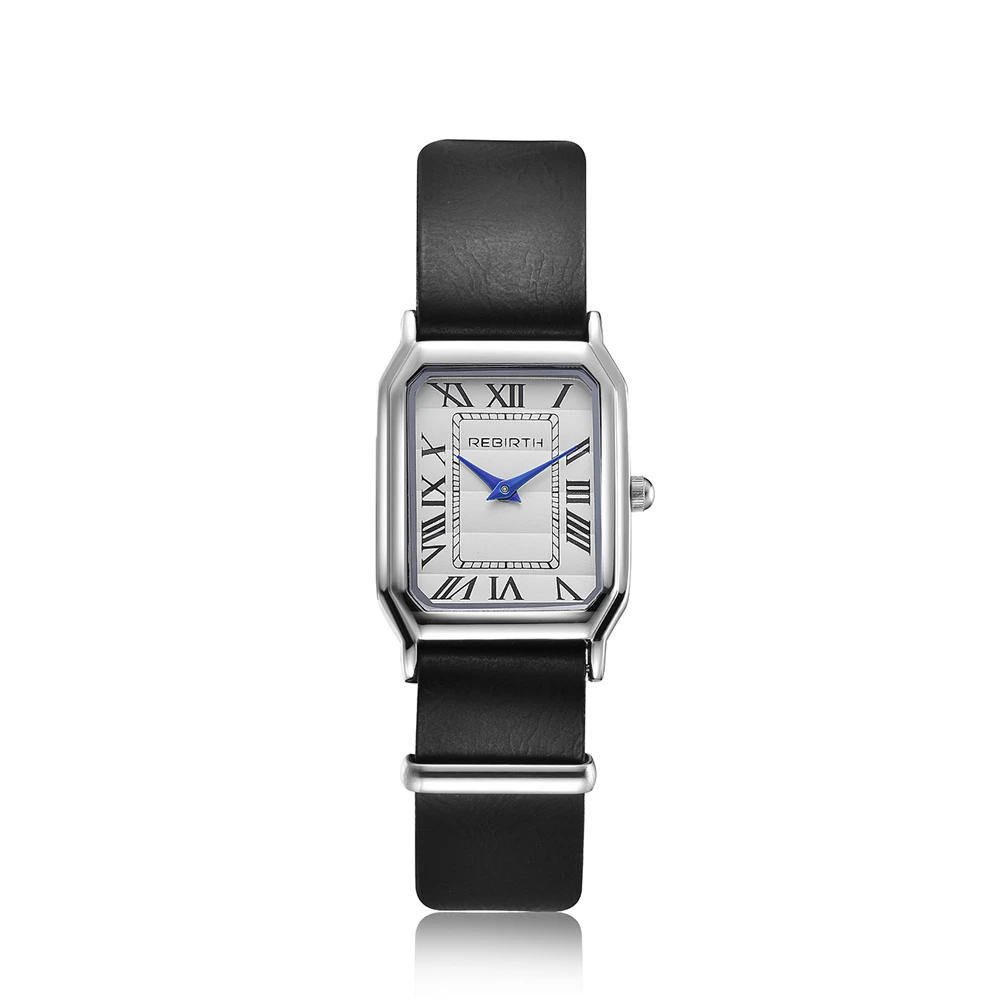 

REBIRTH Leather Quartz Ladies Watch Women Dress Watches Luxury Stylish Square Antique Watch Relogio Feminino Montre Femme 2018