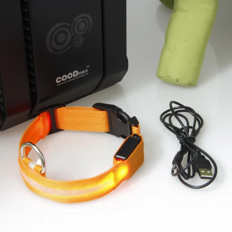 high quality nylon led usb rechargeable dog collars pet cat flashing
