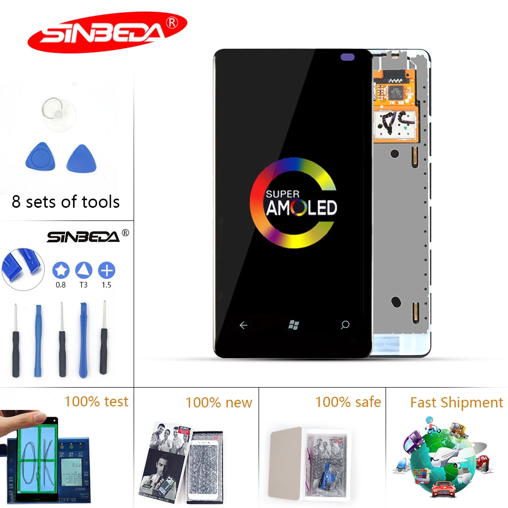 

3.7'' Sinbeda Super AMOLED LCD For Nokia Lumia 800 LCD Display Touch Screen Frame Digitizer Assembly For Nokia Lumiy LCD Screen