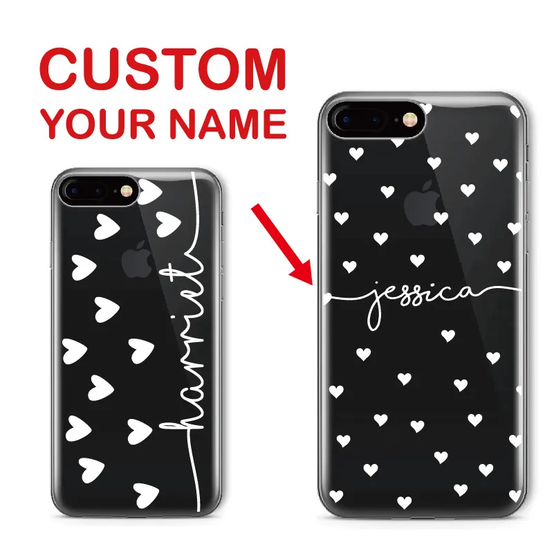 

Personalized Custom Name Text Heart Lover Lace Soft Clear Phone Case For iPhone 6 6S XS Max 7 7Plus 8 8Plus 5 X SAMSUNG Galaxy