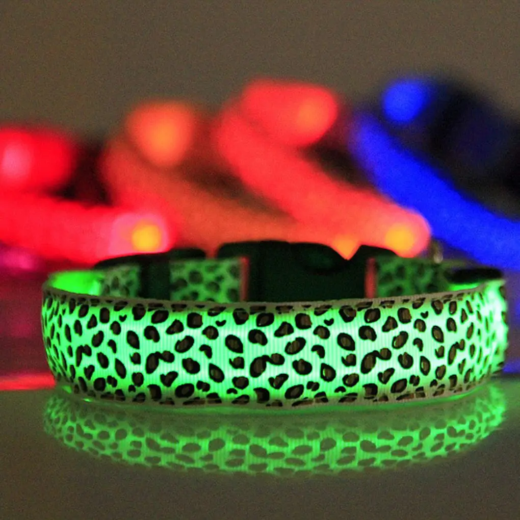 

Hot Sale Fashion Nylon Panther Spots Luminous LED Dog Collar Flashing Glow Pet Collars Night Light Anti-lost Pet Supplies