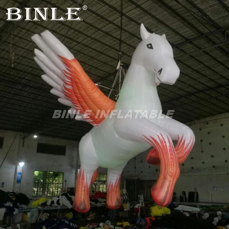 Hot sale attractive led ceiling decoration white giant inflatable horse