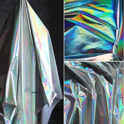 

ZENGIA ACCESSORY Silver iridescence fabric soft mirror fluorescent TPU leather waterproof diy fabric