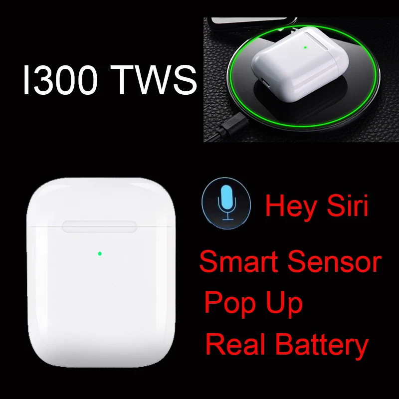 i300 tws 1:1 Original Bluetooth Earphone Hey Siri Wireless Headphones Smart Sensor Earbuds Wireless Charging Headset PK I200 TWS