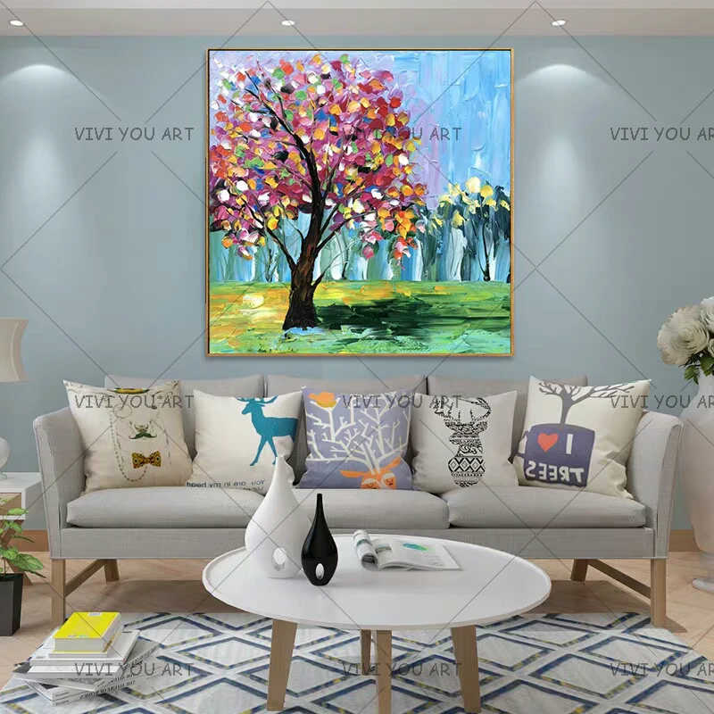 100% ручной работы пейзаж Картина на холсте густая масляная Home Decor Wall Art дерево Paintigns Современная Абстрактная Декоративная картин