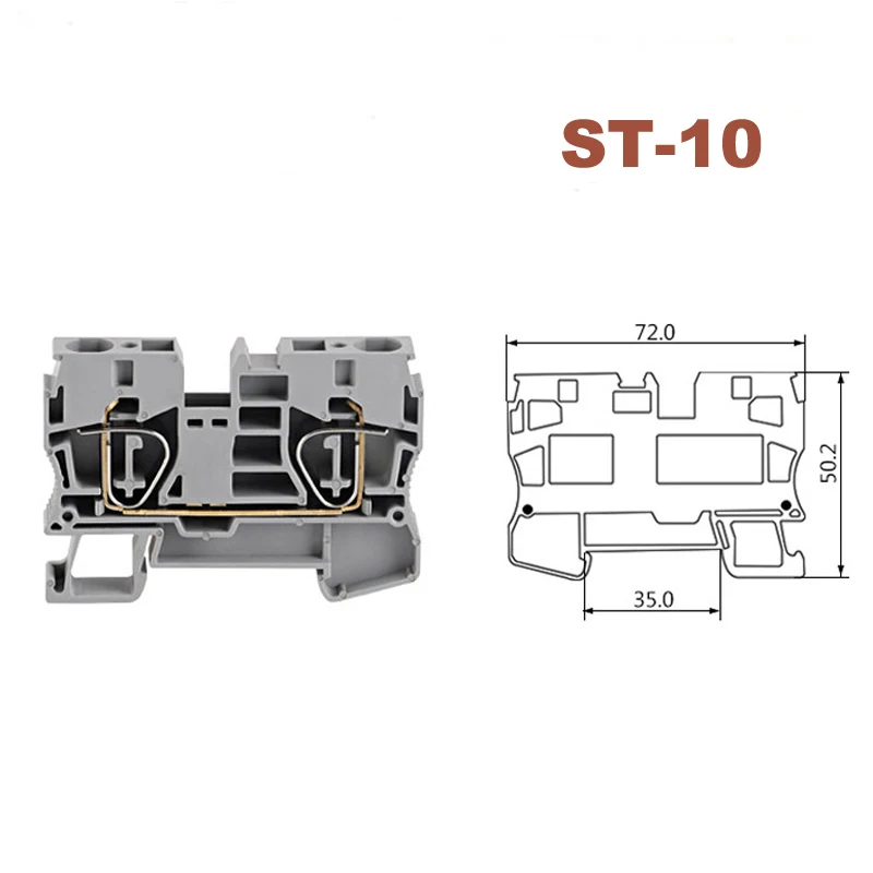 1 шт. Весна клеммные колодки разъем ST-10 din рейку безвинтовое Терминалы Блок проводные, кабельные разъемы медь morsettiera 600 в 65A