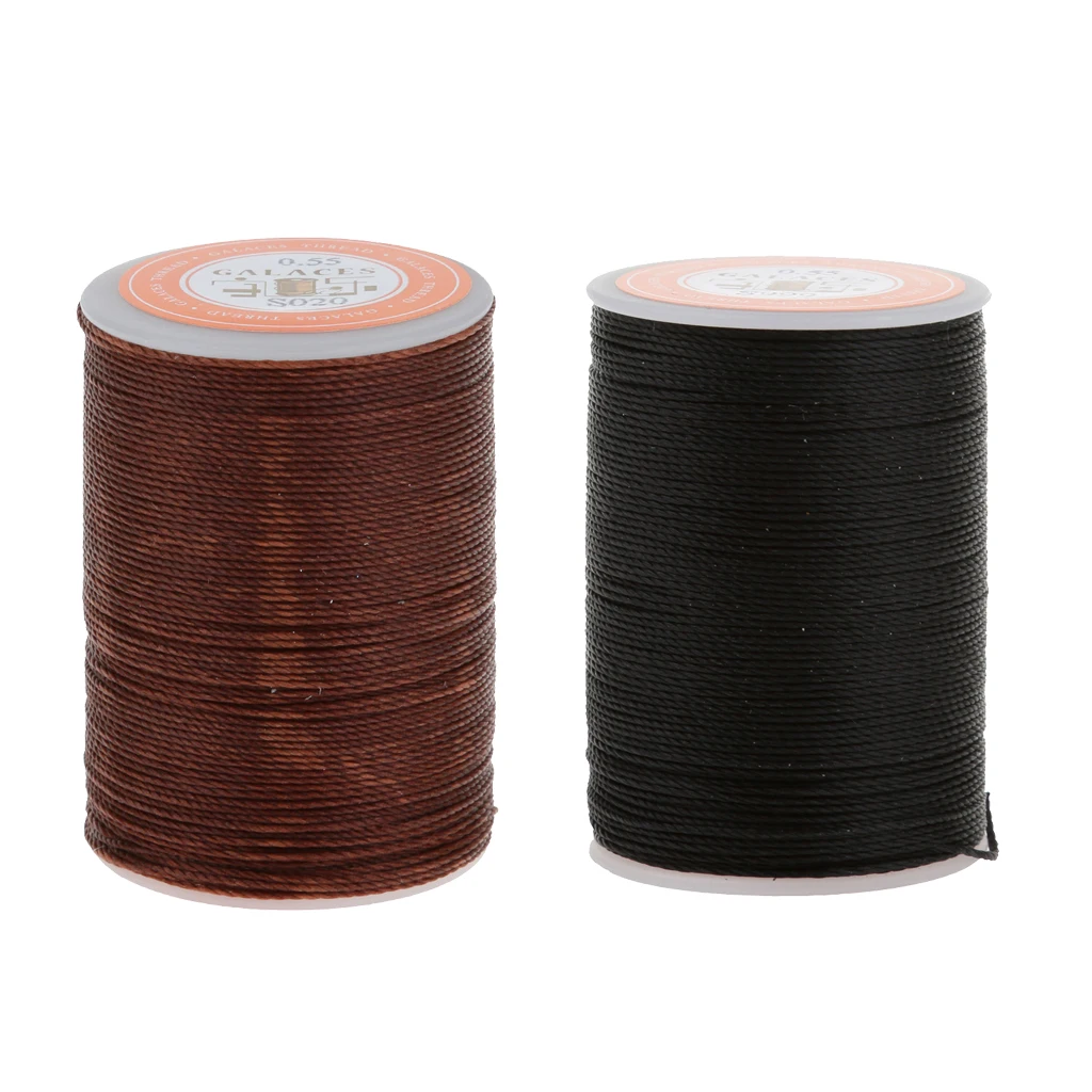 Buy 2pcs 113 Meters 0.55mm Round Waxed Thread Leather Hand Sewing Stiching