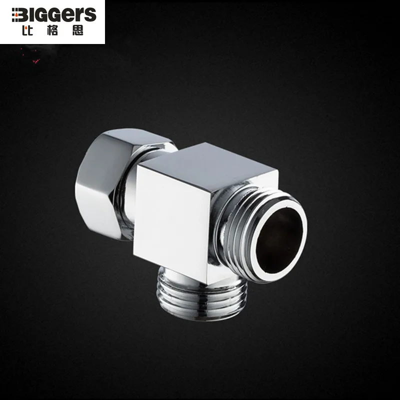 

Free shipping G1/2 chrome finish copper bathroom angle valve tee shape 3-hole toilet filling valve