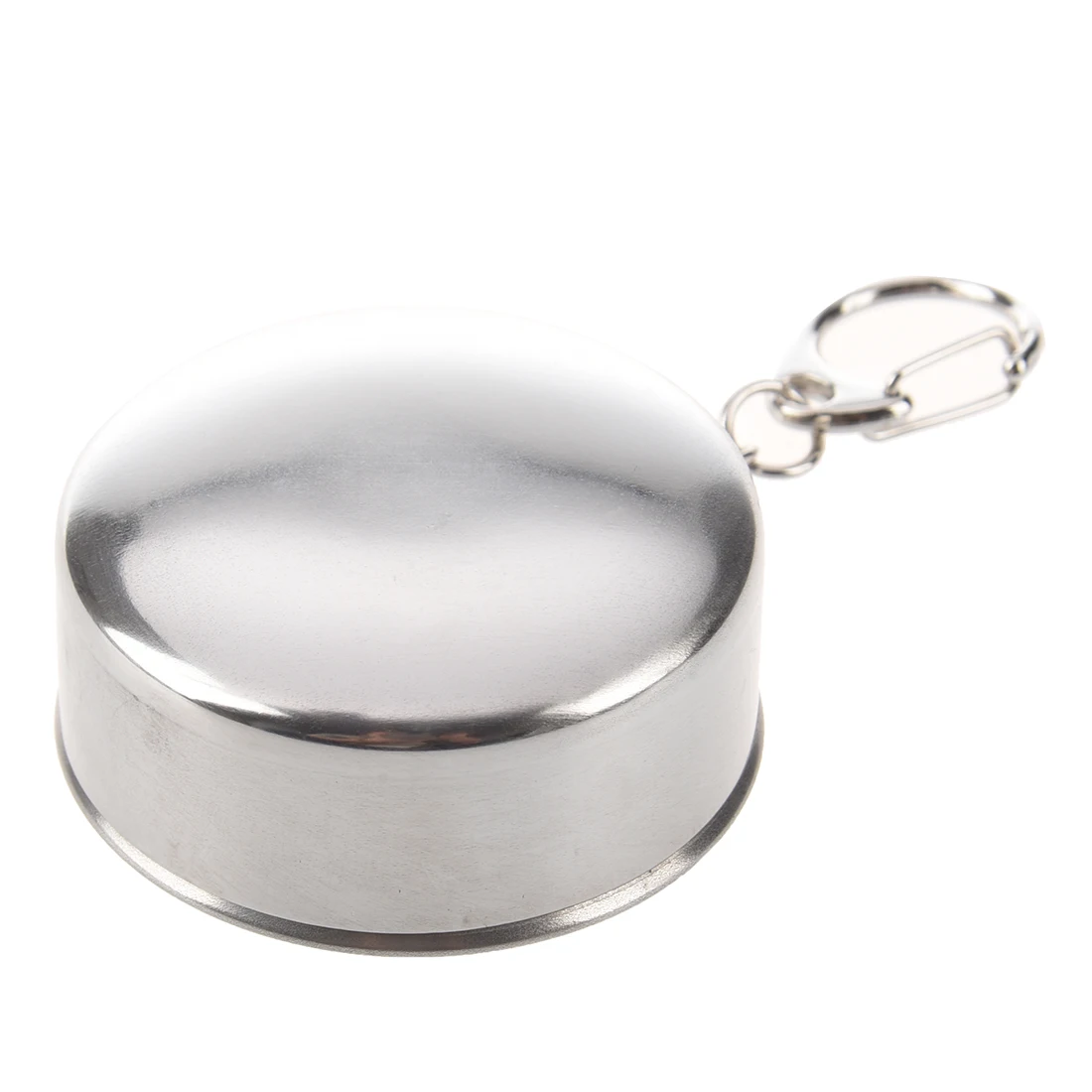 

Stainless Steel Travel Camping Hiking Folding Collapsible Cup with A Lobster Clip, Either on Your Belt Loop, Backpack or Jacket