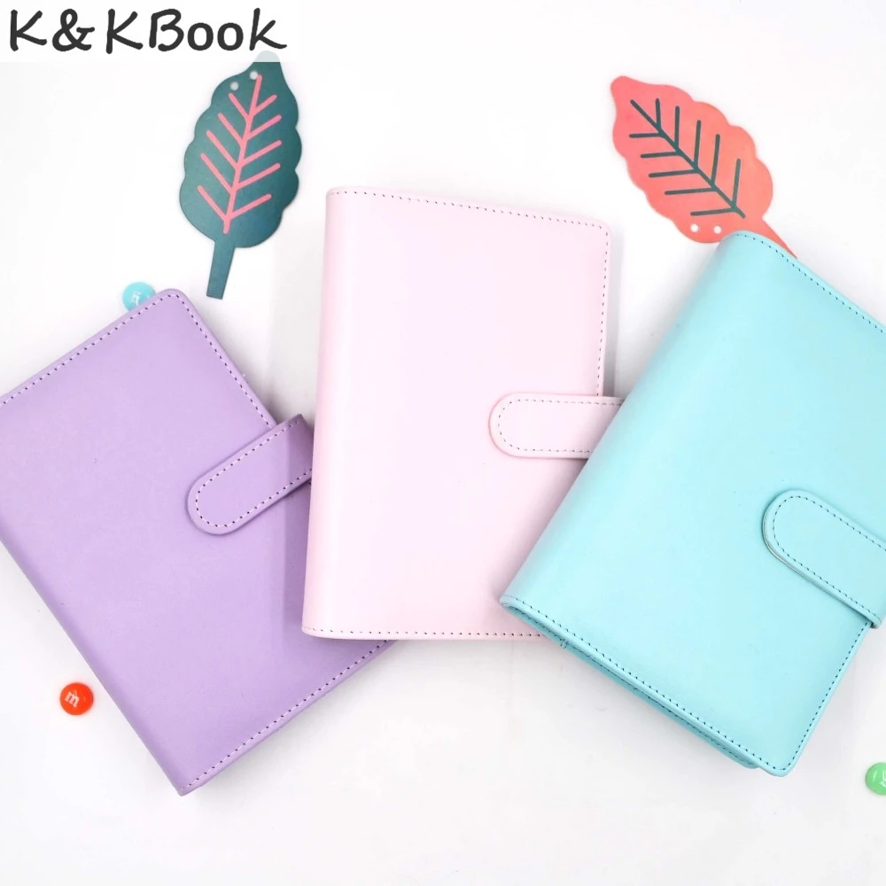 

K&KBOOK KK006 Leather Notebook A5 A6 Spiral Notebook Diary Ring Binder Journal Dot Grid Agenda Planner Macaron Planner Organizer