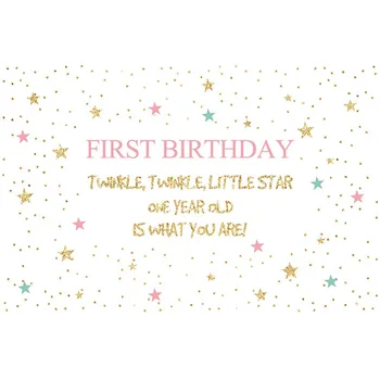 

Twinkle Twinkle Little Star Backdrop for Baby Shower Pink First Birthday Background Infant White Vinyl Photographic Background