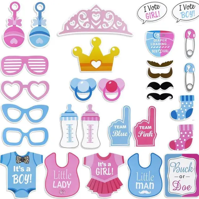 Photo Baby 30pcs DIY Photo Props BabyShow Decoration Birthday Party Kids Favors Fun Mask Photography Event Supplies
