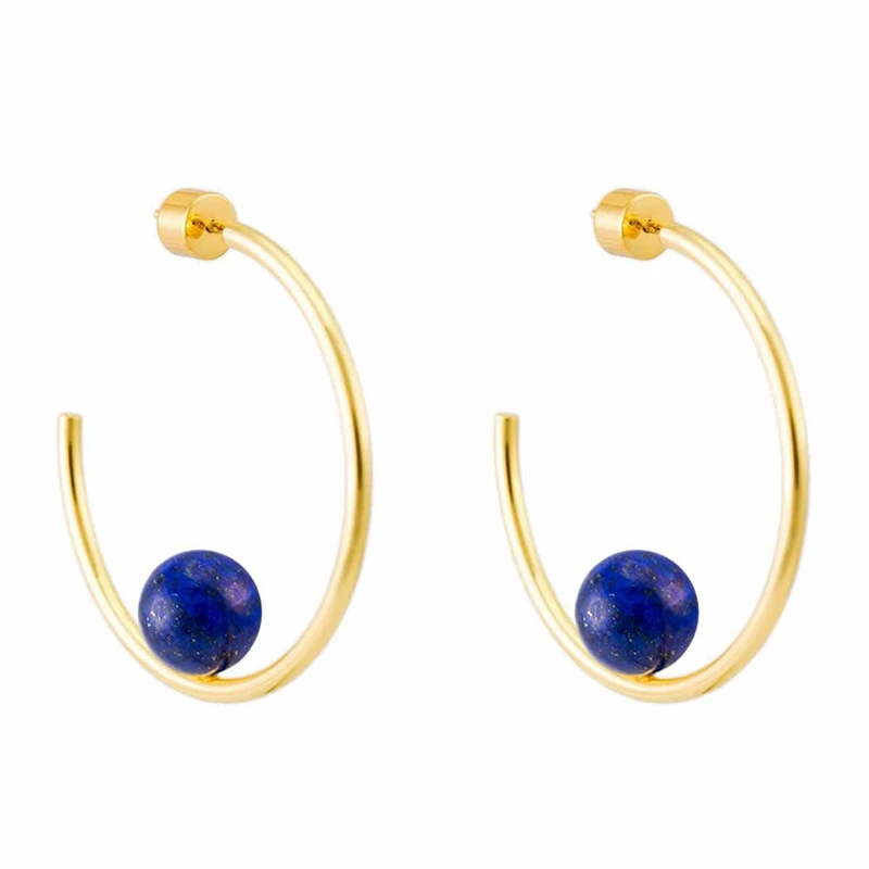 

Gold Plated Open Cuff Hoop Earrings Hooped Stud Post Minimalist Earrings for Women(Medium C Shape Gold)