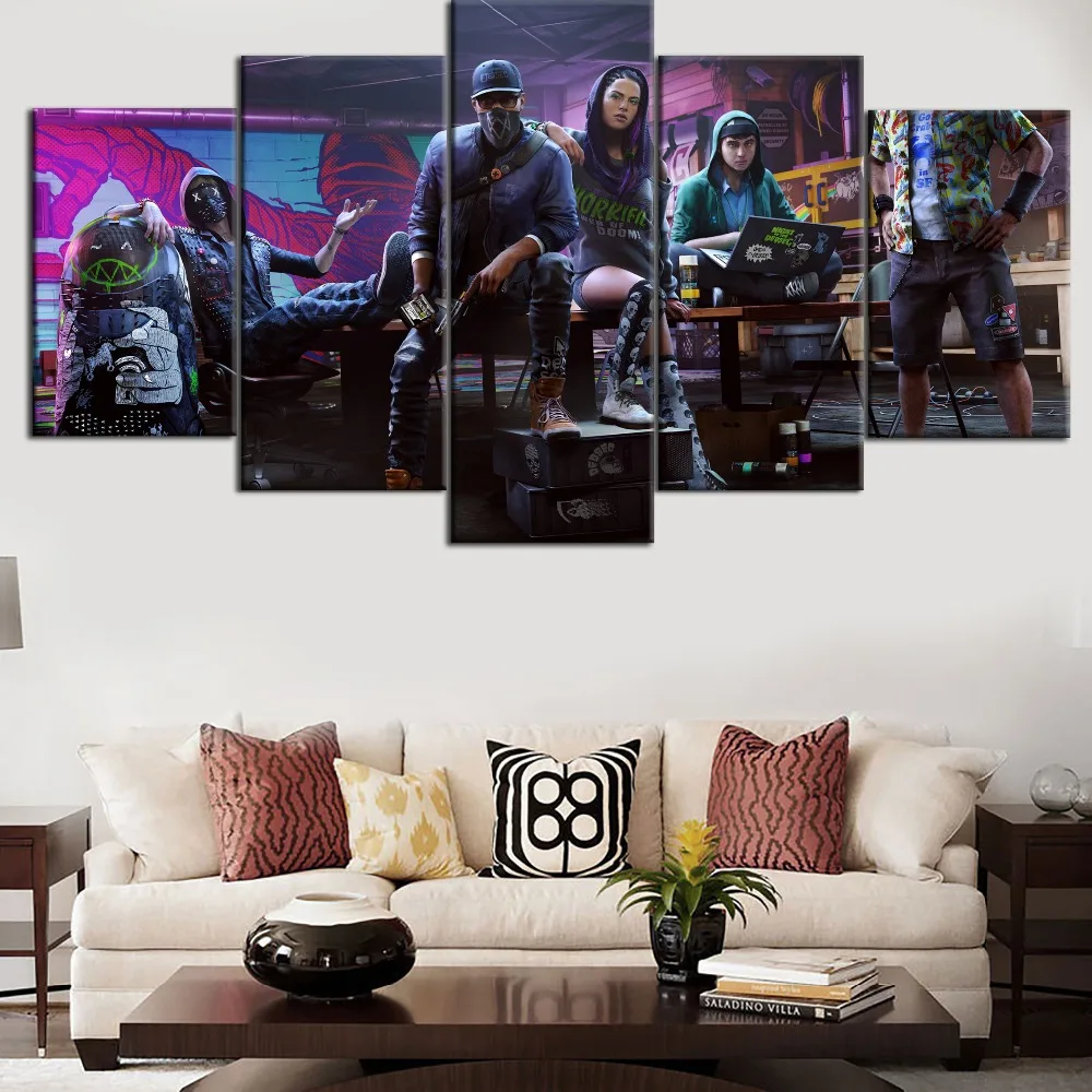 

Modular HD Printing 5 Pieces Top-Rated Canvas Painting Games Watch Dogs 2 Type Poster Home Decorative Living Room Framework