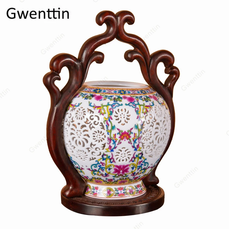 

Wood Carved Basket Table Lamp Luxury Chinese Style Home Decor Standing Desk Led Light Fixtures for Living Room Bedroom Luminaire